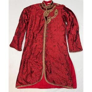 Traditional Red Embroidered Sherwani Jacket